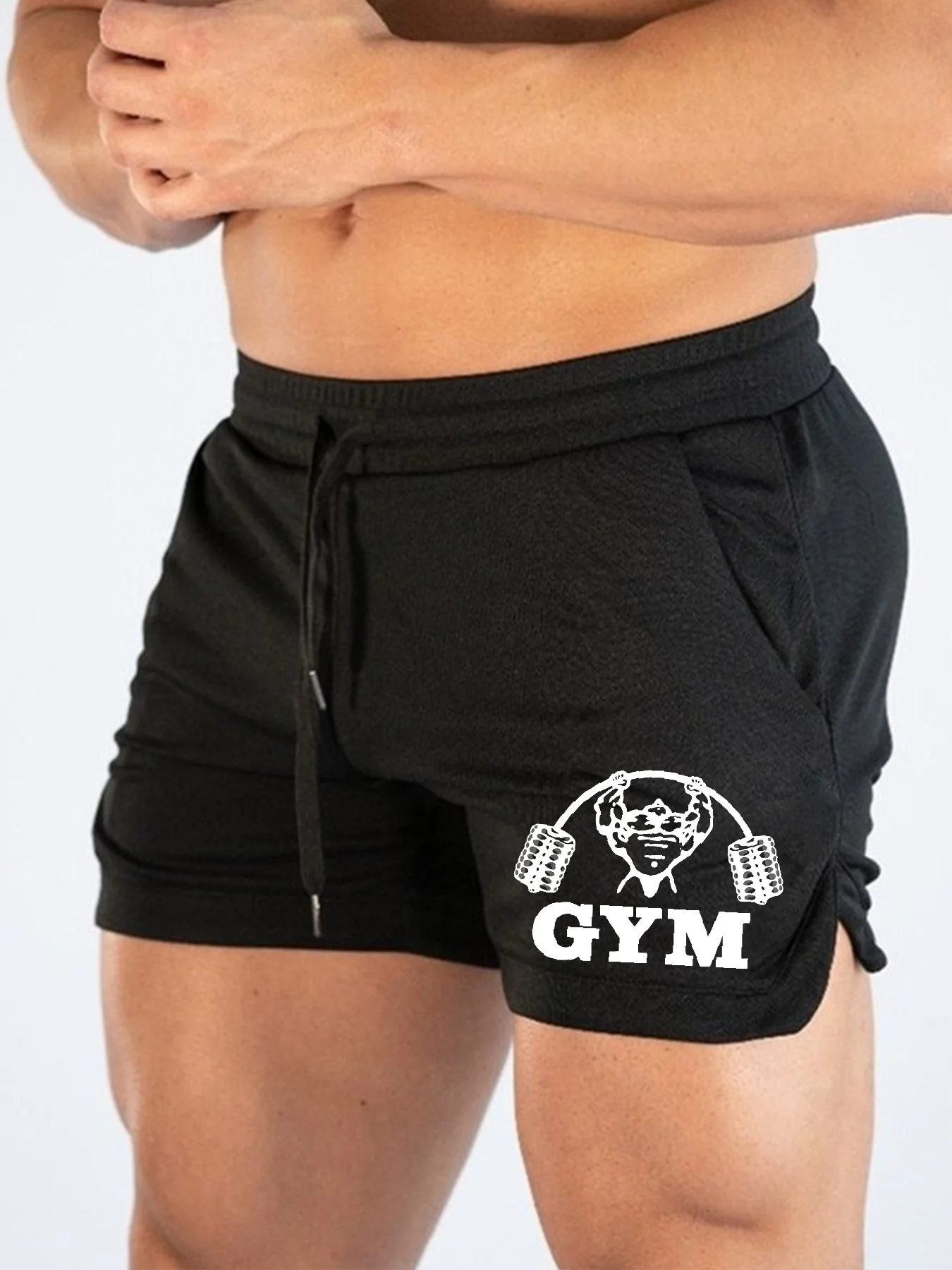 Pantalones Cortos Deportivos Dumbbell Muscle, Pantalones Cortos de Maratón Transpirables de Secado Rápido, Pantalones de Playa para Fitness de 3 Minutos, Tejido de Malla Ajustado, Deportivos
