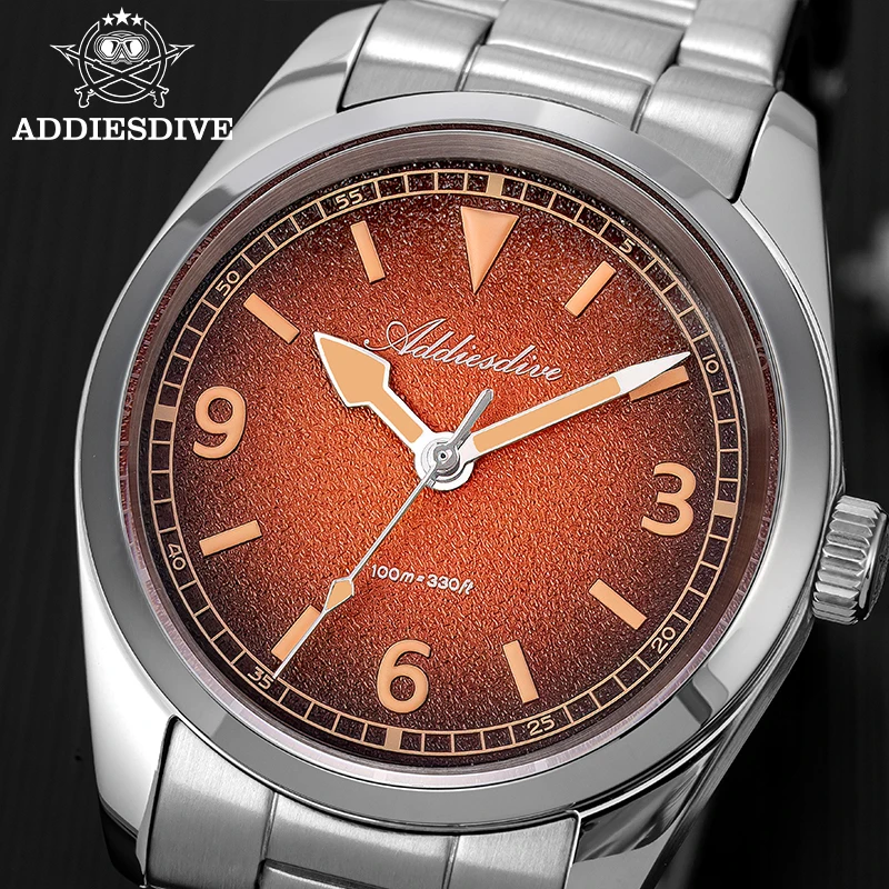 ADDIESDIV Nuevo reloj de cuarzo Retro para hombre, cristal de zafiro, movimiento japonés, resistente al agua hasta 100m, reloj con luz nocturna de acero inoxidable AD2554