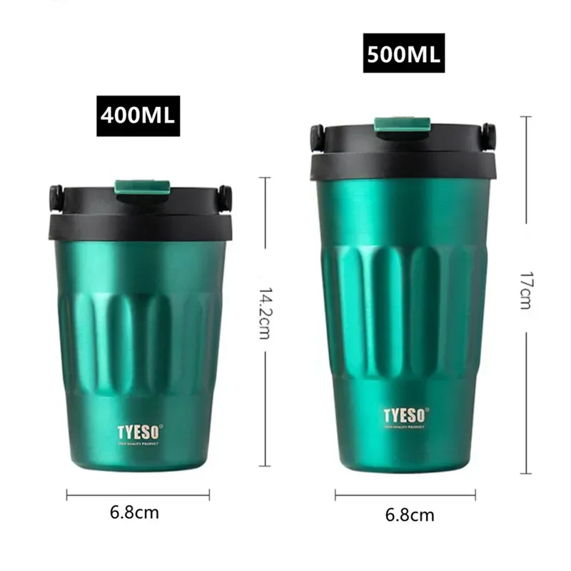 Frascos de vacío TYESO de 400ml/500ml, termos de acero inoxidable, botellas de agua, taza 304, vaso Original para coche, taza de café fría y caliente