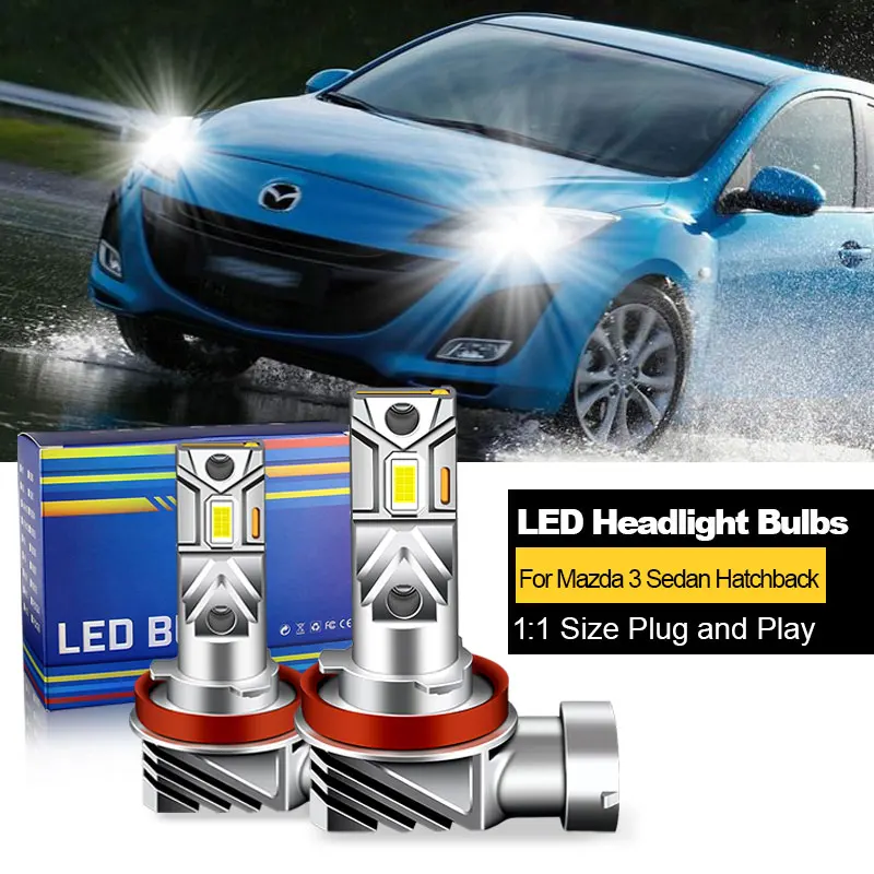 2 piezas CANbus para Mazda 3 Sedan Hatchback 2016 2015 2014 2013 2012 2011 2010 faros LED H11 9005 bombilla de estilo de coche alto bajo 12V