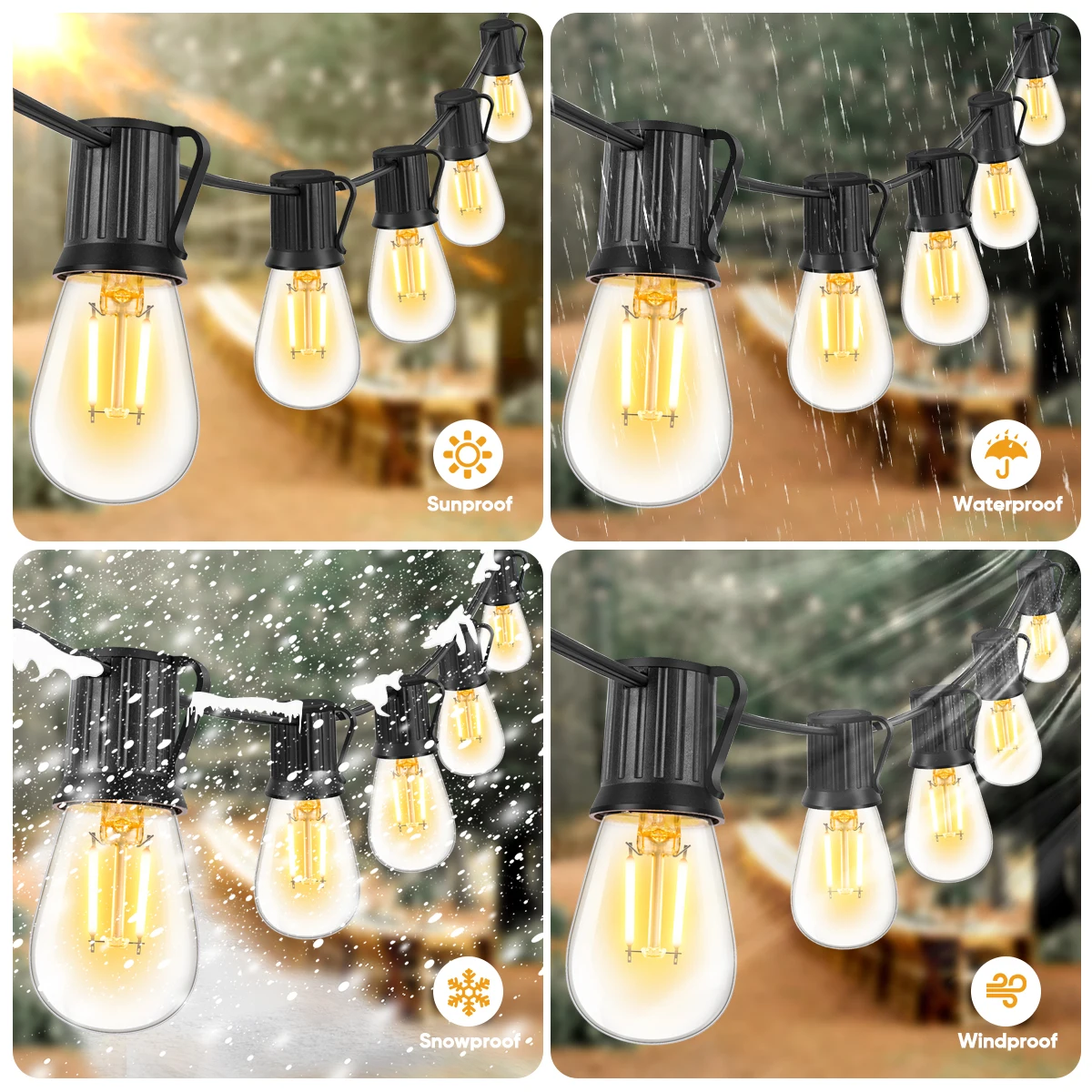 Guirnalda Led de plástico S14 E27 220V guirnalda de luces de la UE inastillable impermeable conectable jardín al aire libre guirnalda decorativa de Año Nuevo