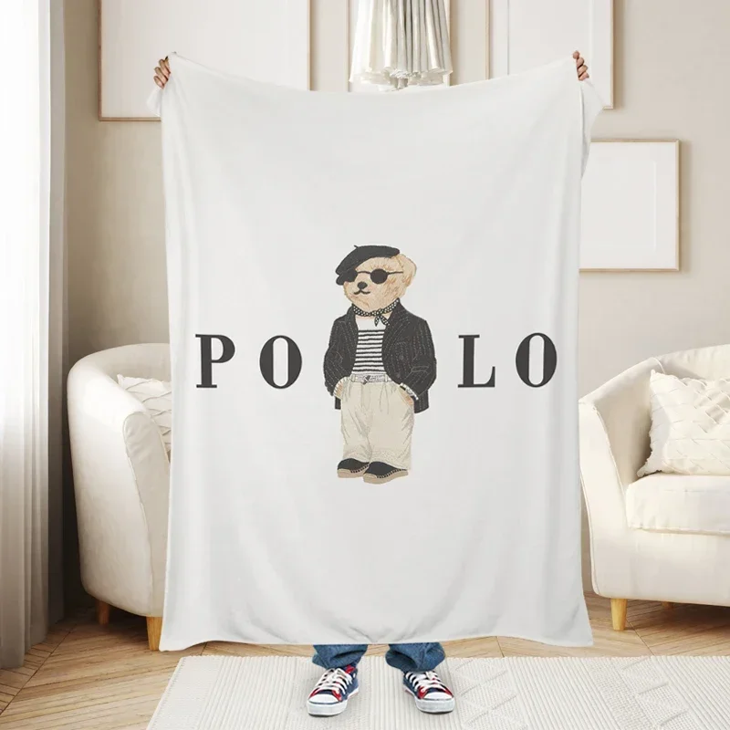 Mantas de sofá para invierno, osos z-polo, manta suave y esponjosa para siesta, tamaño King, ropa de cama de microfibra, cama cálida hasta la rodilla, forro polar para acampar y hogar