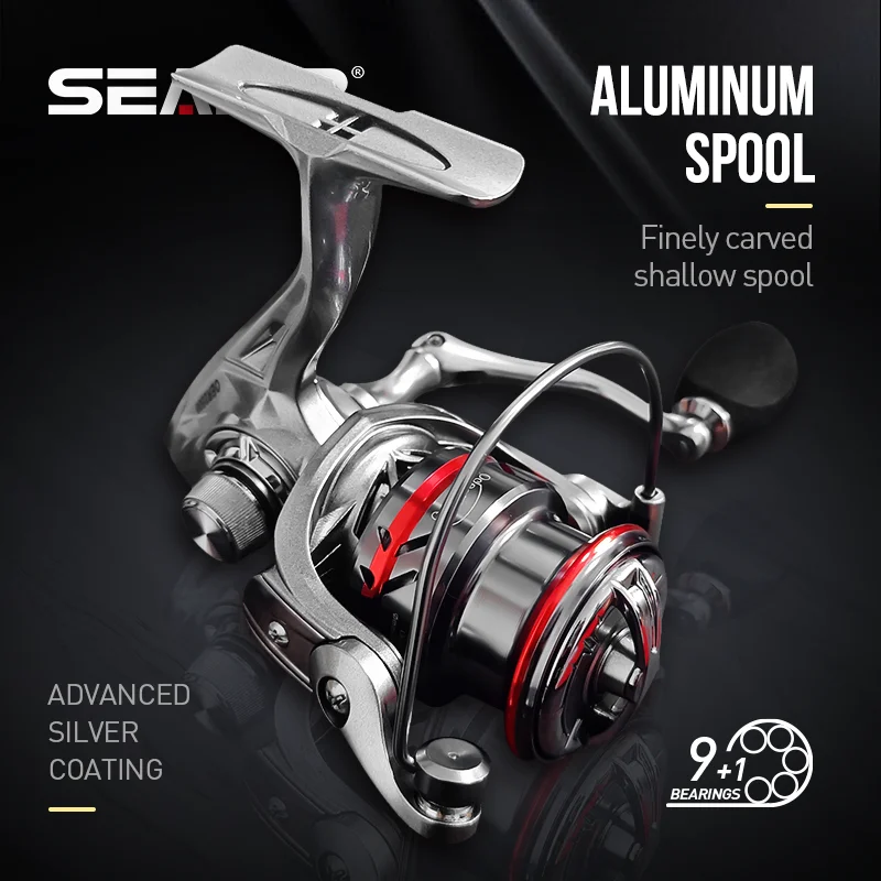 SEASIR OER SEASIR OER Carrete de pesca giratorio ultraligero de aluminio, arrastre máximo de 12kg, aparejos de pesca de agua dulce y salada