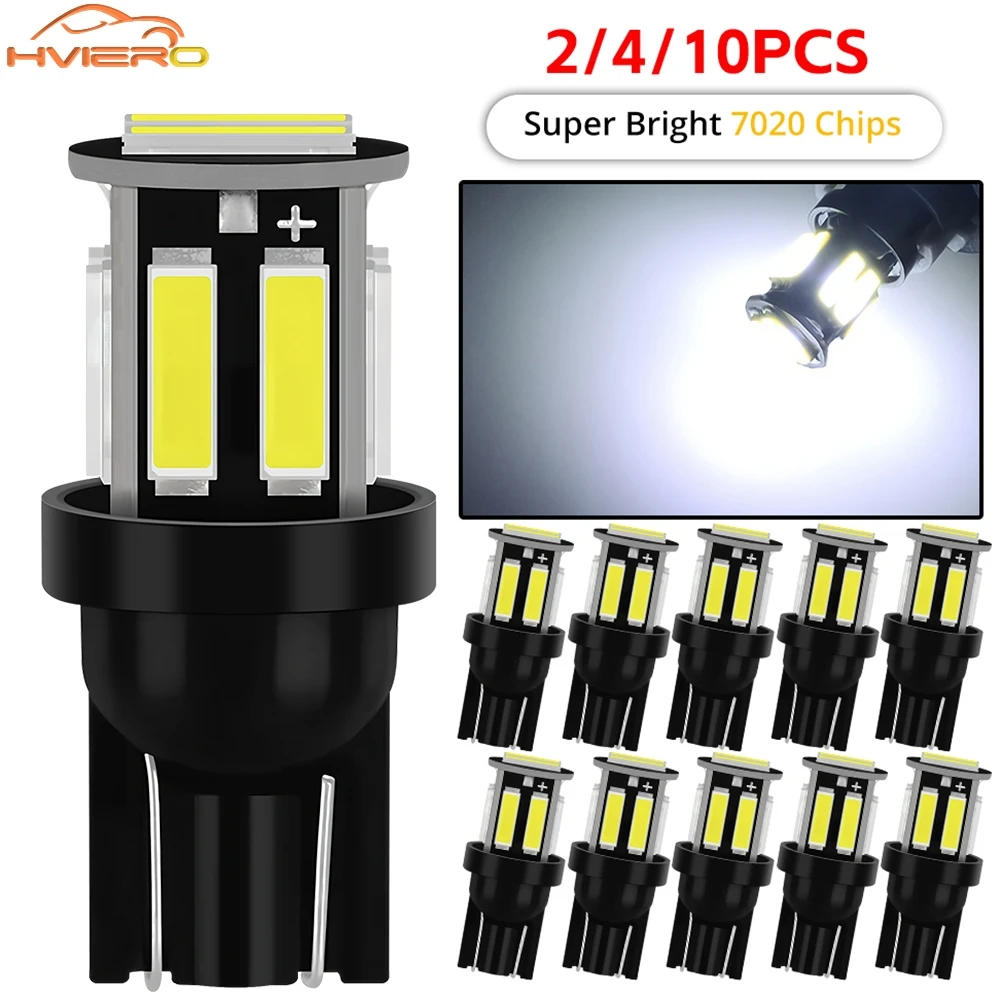 2/4/10X T10 COB 10Led 7020 Auto Night LED 194 168 cuña reemplazo lámpara de Panel de instrumentos inverso bombillas blancas y azules para iluminación