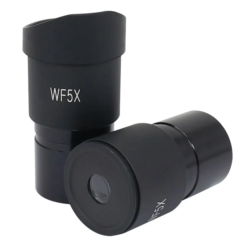 Microscopio de gran angular WF5X, 2 piezas, tamaño de montaje de lente óptica de 30mm, campo de visión de 20 mm con ojales para microscopio ESTÉREO
