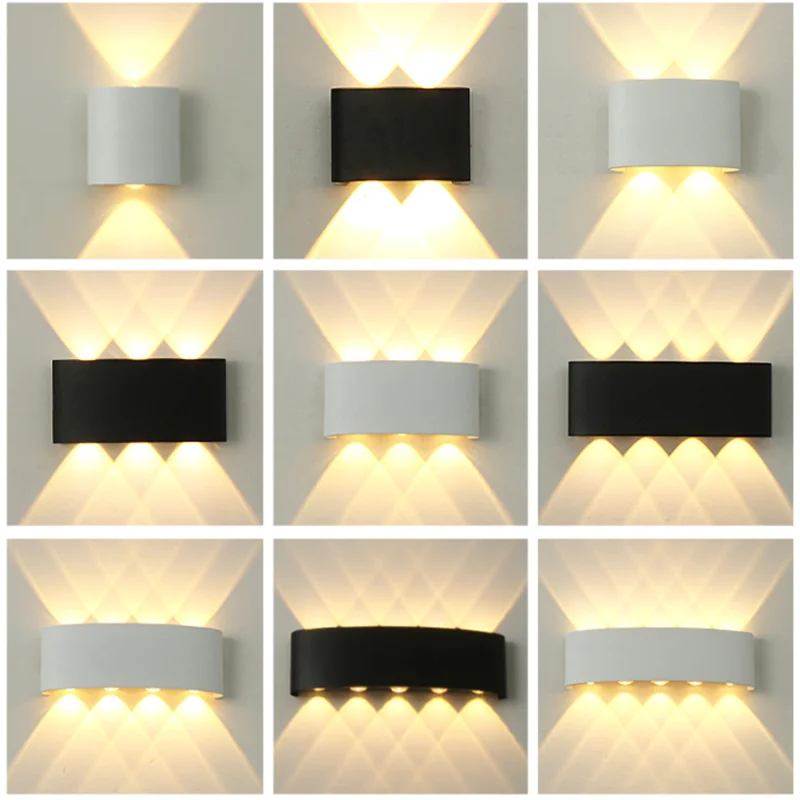 Lámpara LED de pared de aluminio para exteriores, iluminación impermeable IP65 para jardín, balcón, AC86-265, interior, dormitorio, sala de estar, escaleras