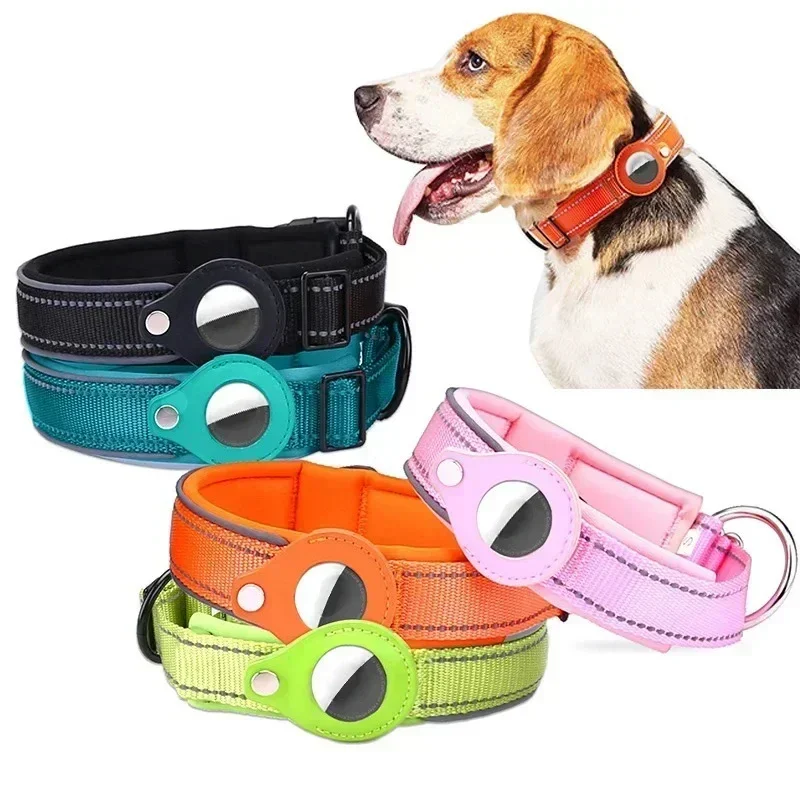 Collar de perro antipérdida, funda protectora Airtag impermeable, Collar reflectante para mascotas para Bulldog Francés Pitbull, accesorios para perros grandes