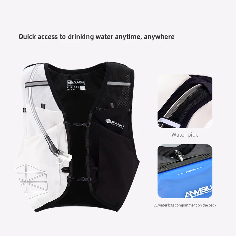 ANMEILU-mochila ligera de hidratación todoterreno de 10L, chaleco, matraz de vejiga de agua suave para senderismo, deportes de pista, correr, carrera de maratón