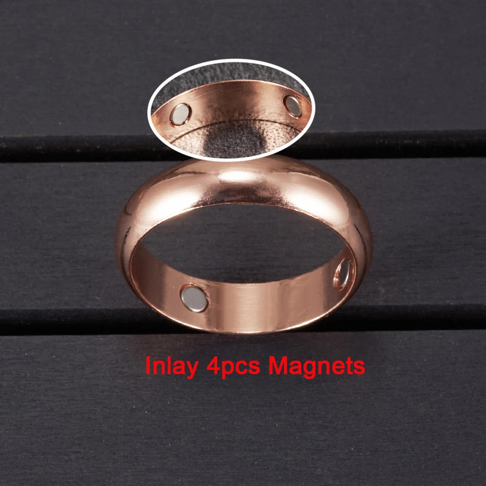 Anillos magnéticos de cobre puro Vinterly para mujeres y hombres, brazalete abierto con energía saludable de 6mm, joyería ajustable, imán alto redimensionable