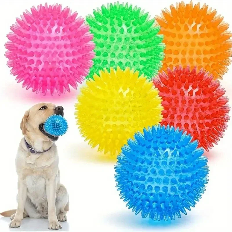6 Piezas de Juguetes de Goma Resistentes para Perros, Pelotas Chirriantes para Masticar y Limpiar los Dientes, Seguros y Libres de BPA para Perros Pequeños y Medianos