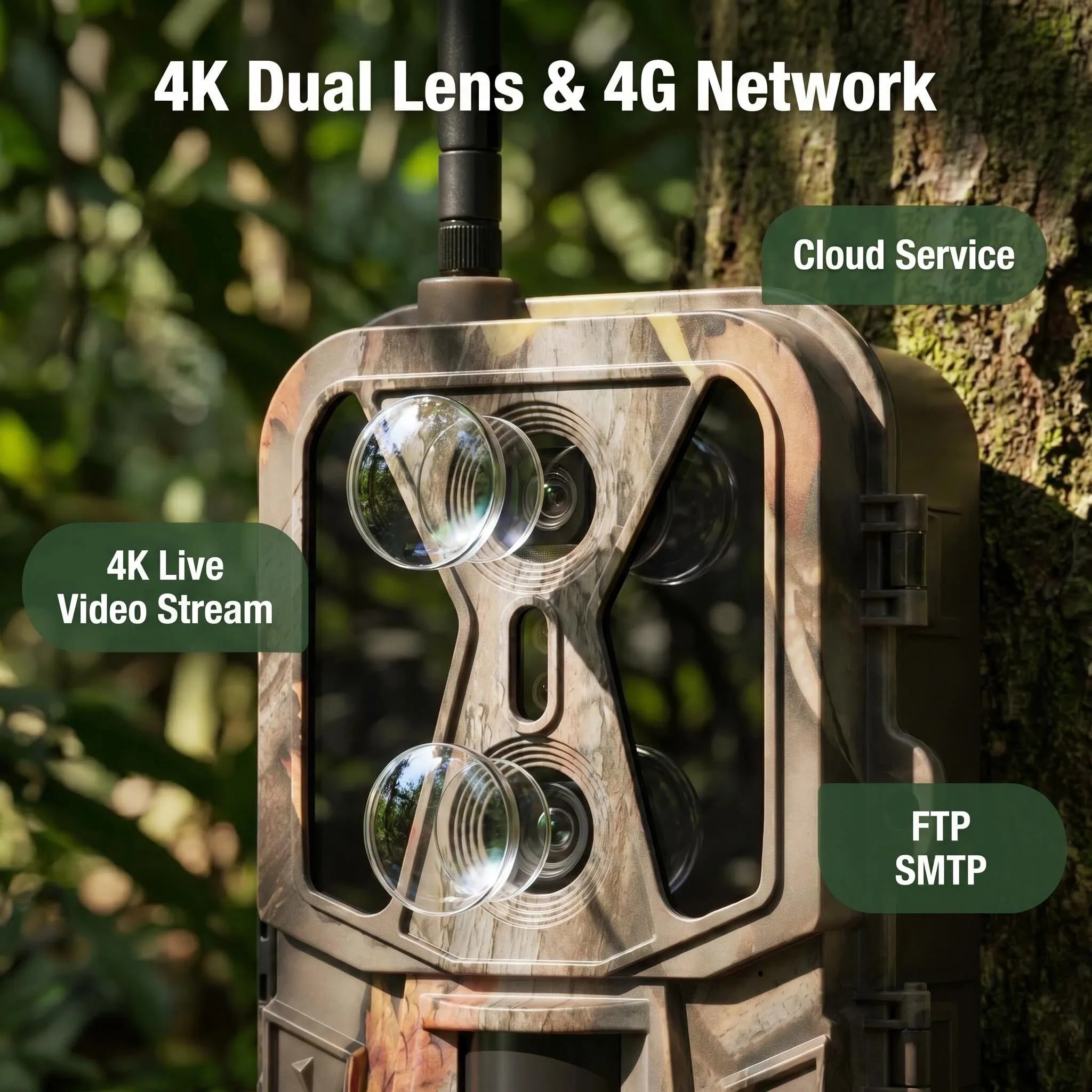 2 Cámaras de Caza SuntekCam HC950PRO-LI con Batería de Litio, 120MP 4K, Cámara de Visión Nocturna, Trampas Fotográficas Inalámbricas