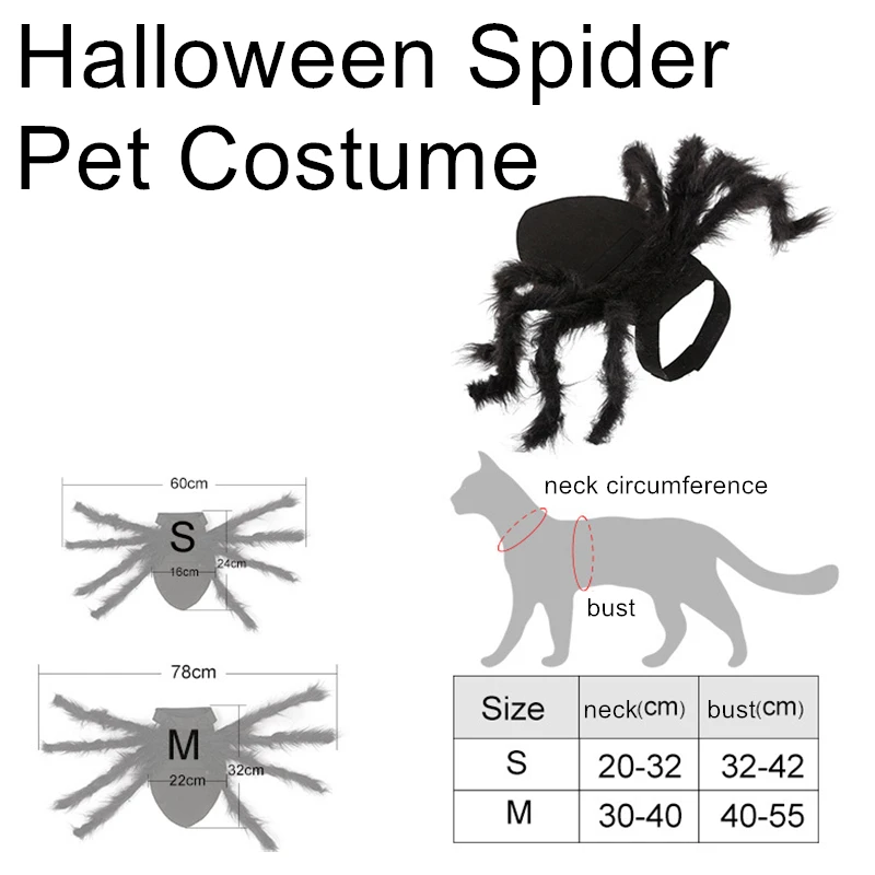 NONOR-ropa de Halloween para perros y gatos, disfraz divertido de araña para mascotas, disfraces de fiesta de Halloween para perros pequeños y medianos
