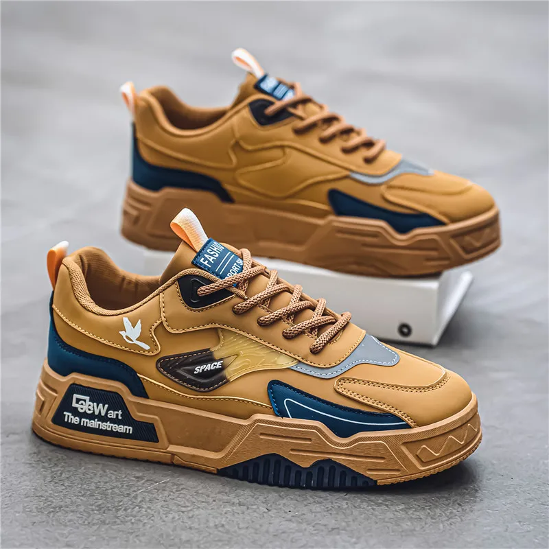 Zapatos Deportivos Casuales Otoño 2024 para Hombre, Zapatos de Cuero de Moda con Punta Baja, Zapatos de Running Versátiles, Zapatos de Skateboard para Hombre Aptos para Deportes al Aire Libre