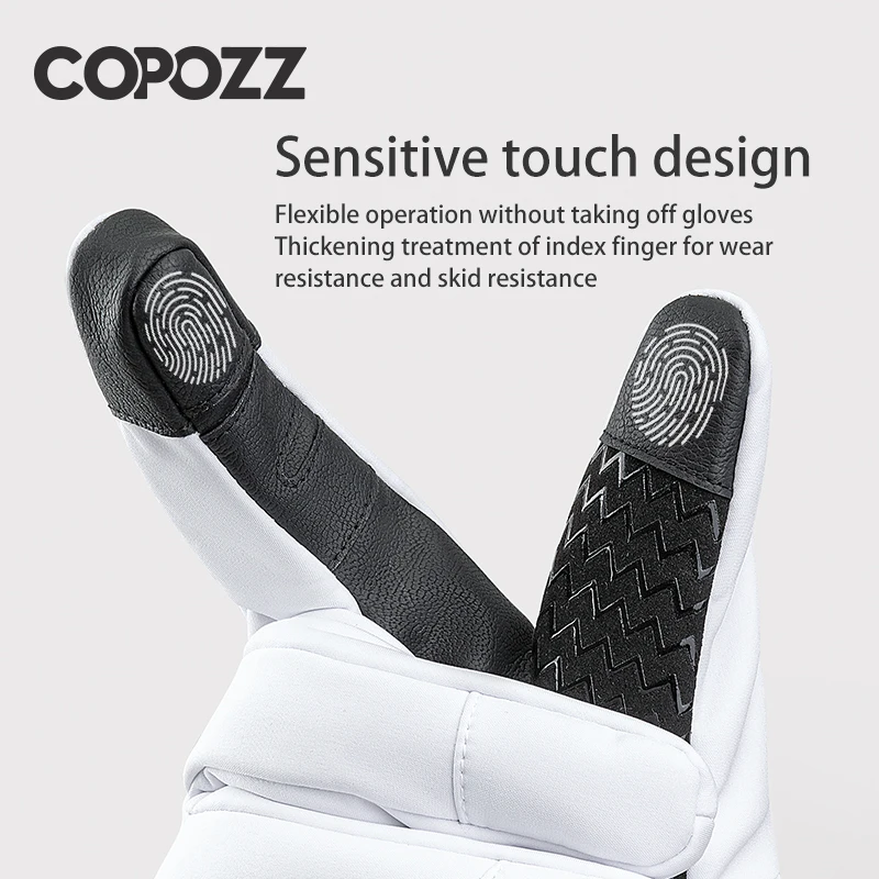 COPOZZ, nuevos guantes de esquí de invierno para hombre, guantes cálidos impermeables para moto de nieve, guantes térmicos gruesos para nieve con función de pantalla táctil