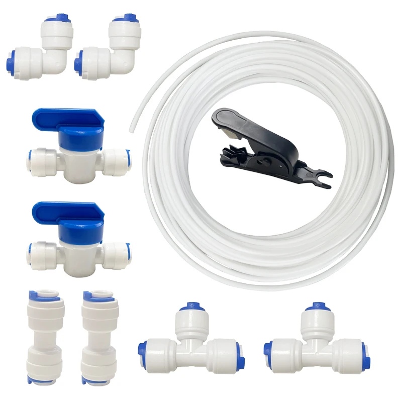 Manguera de Suministro de Agua con Válvula de Cierre en Línea, Kit de Conectores para Refrigerador, para Sistema de Filtro de Agua, Tubo de Conexión de 10-20M