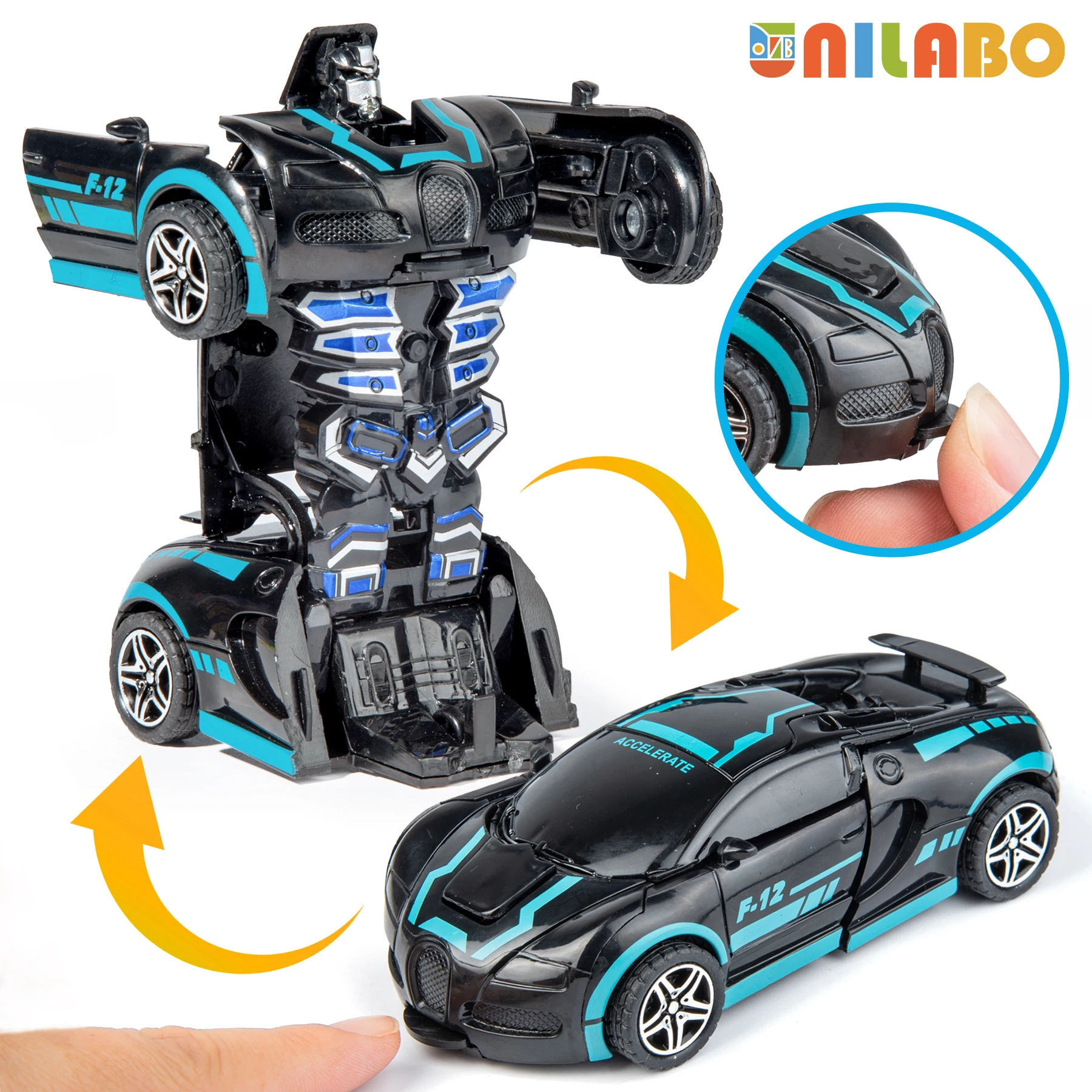 Juguetes de coche deportivo robot transformable, sin baterías, regalo educativo para niños, vehículo modelo colorido para aprender a jugar