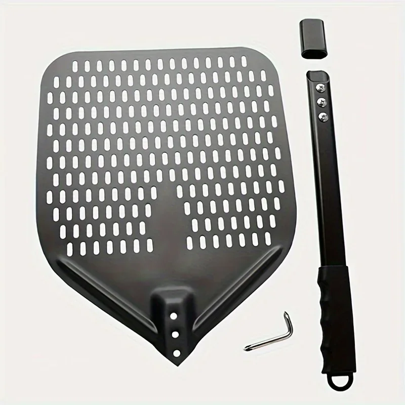 B cáscara de Pizza perforada, cáscara de transferencia de Pizza rectangular de 30,48X35,56 Cm, paleta de Pizza giratoria de aluminio profesional, 1 ud.
