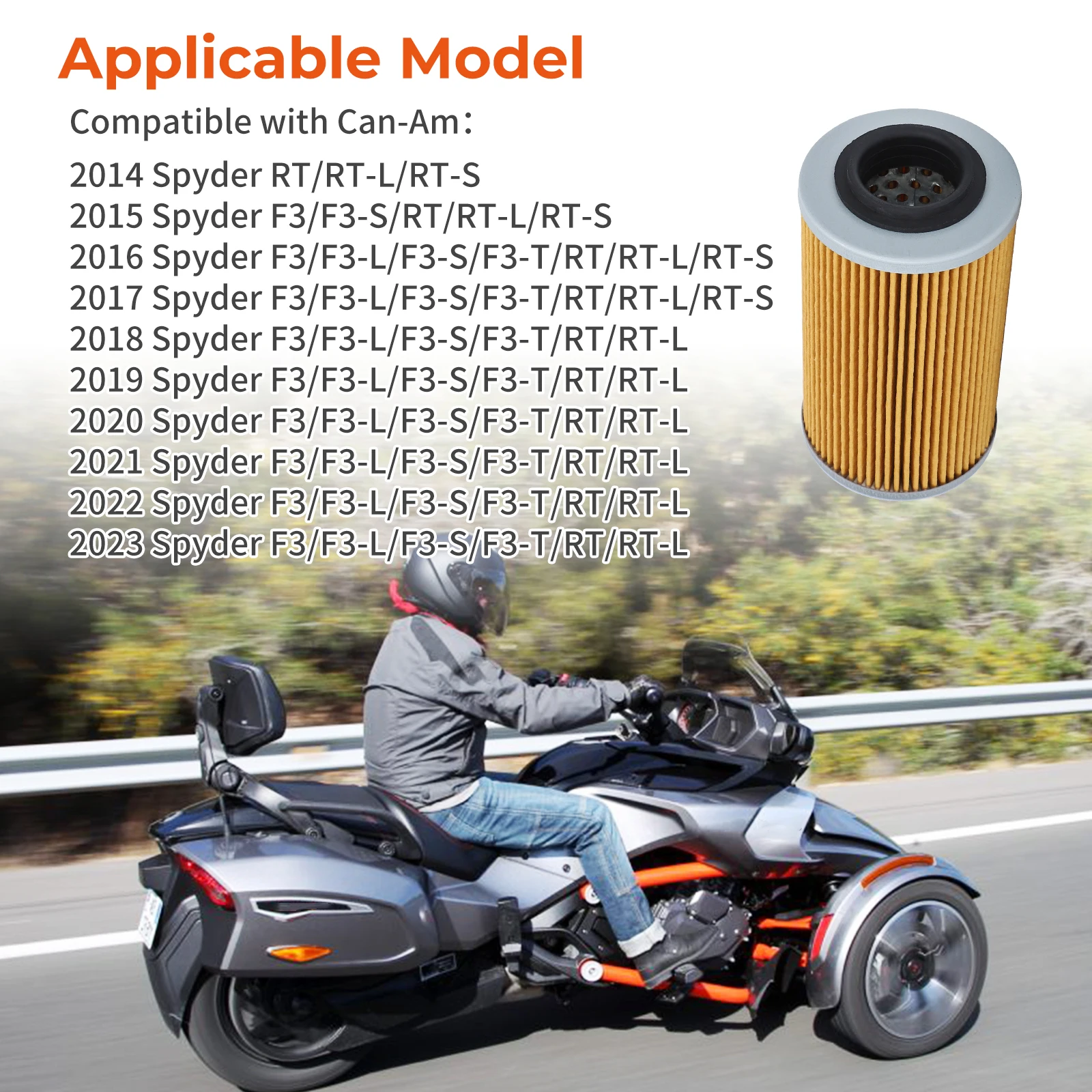 Filtro de aceite con Kit de sellado para Can-Am Spyder SM6-SE6 1330 RT/F3, modelos 2014, 2015, 2016, 2017, 2018, 2019, 2020, 2021