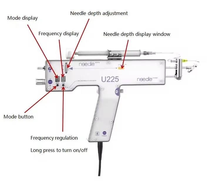 Pistola de Mesoterapia Portátil U225 de Acero Inoxidable y Plástico, Sin Agujas, Antienvejecimiento, Cristal para la Piel, Rejuvenecimiento Facial y del Cuero Cabelludo