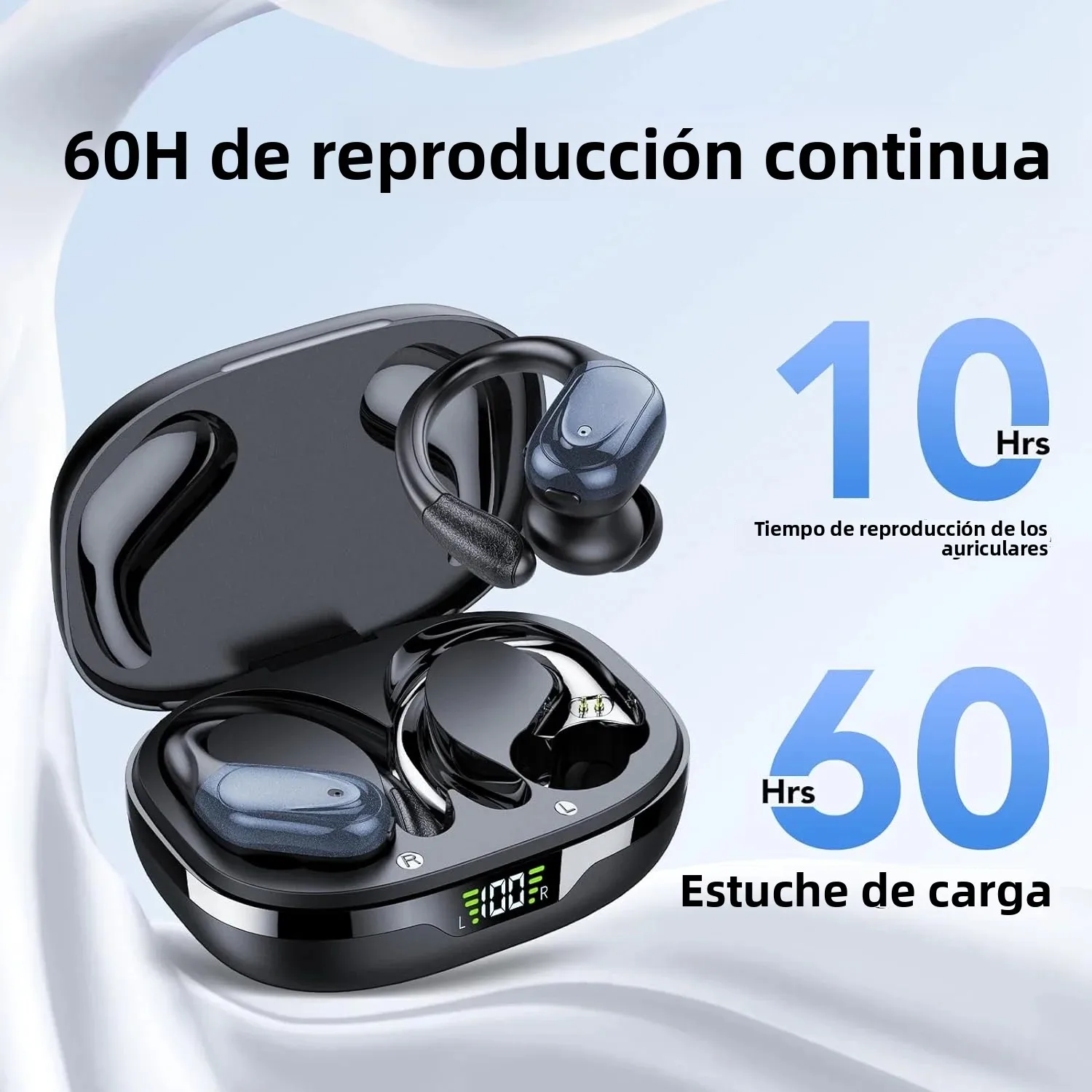 Audífonos Inalámbricos TWS Bluetooth, Auriculares con Bajos Profundos, Micrófono, Pantalla LED de Energía para Deporte, Entrenamiento, Correr, Gimnasio