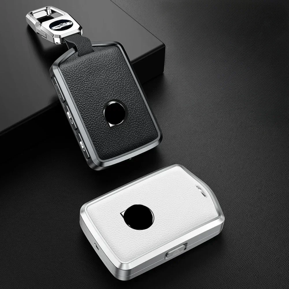Funda de cuero de aleación de aluminio para llave de coche, carcasa para Volvo S90 S60 XC60 XC90 XC40 C40 V60 V90 T6 T8, llaveros de accesorios para automóvil