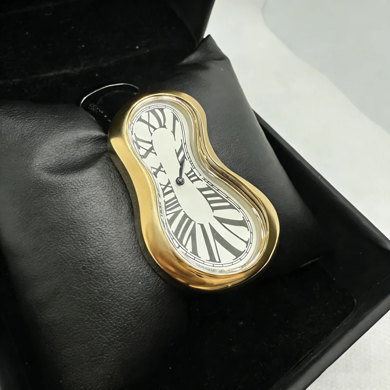 Reloj de Pulsera de Cuarzo con Diseño Surrealista de Reloj Fundido, Correa de Cuero, Creativo y Moderno para Hombre y Mujer