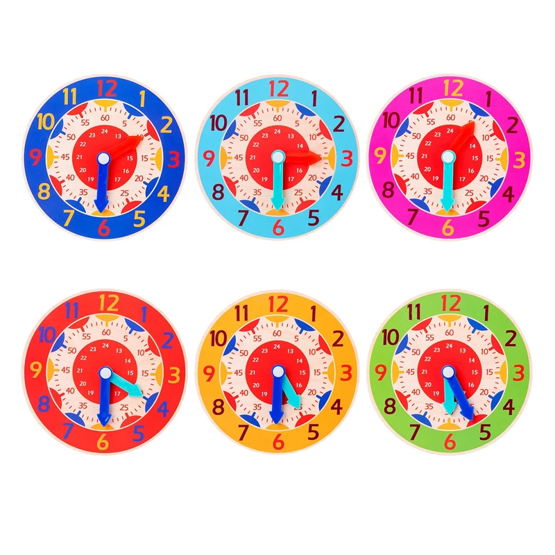 Reloj de madera Montessori para niños, juguetes de tiempo de aprendizaje, material didáctico, juguetes educativos para niños de escuela primaria, tablero inteligente de juguete