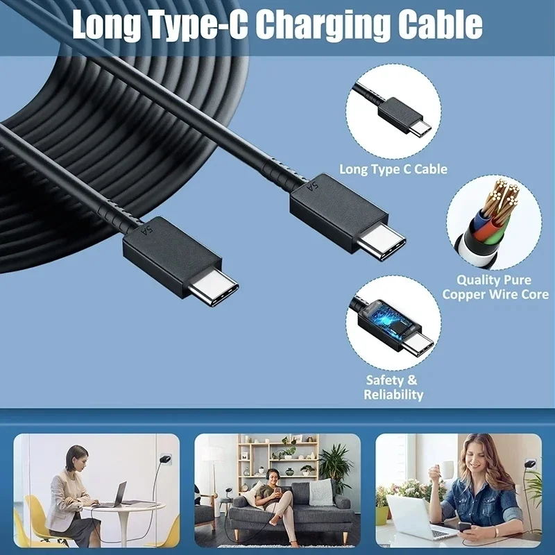 Cable USB C de Carga Súper Rápida 5A PD 45W Tipo C para Samsung S21 FE S22 Plus S23 S24 S25 Ultra Note 20 A15 A33 A34 A53 A54 A55
