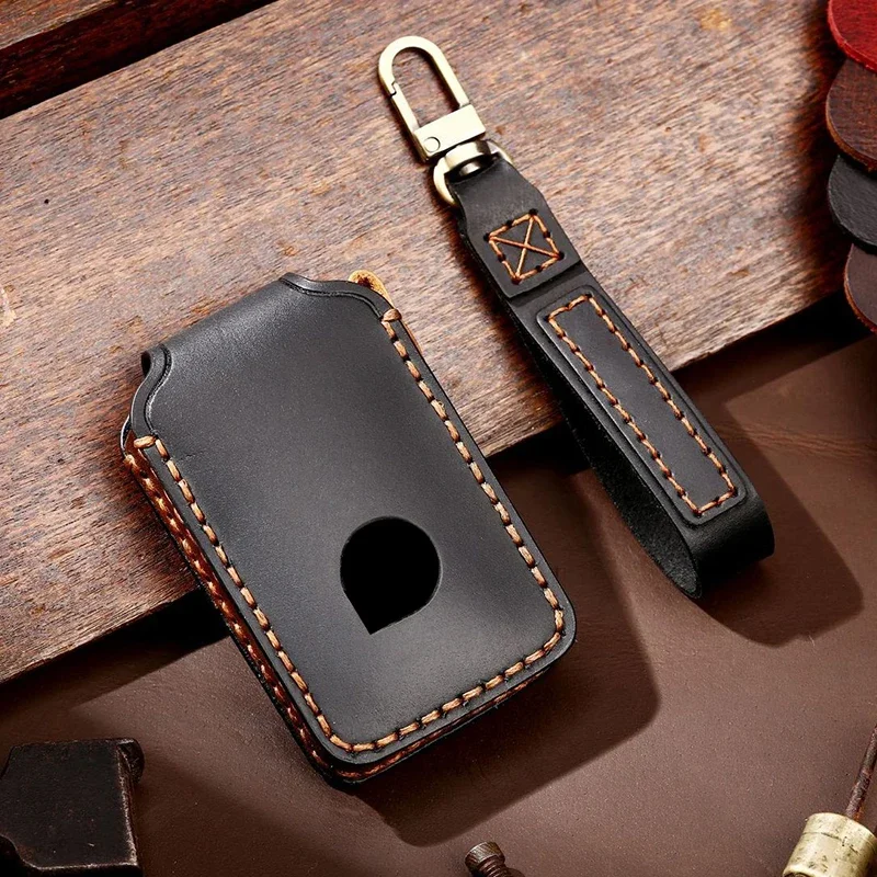 Funda de cuero de lujo para llave de coche, Protector Fob para accesorios Volvo XC60 V60 S60 XC70 V40, llavero, bolsa de carcasa