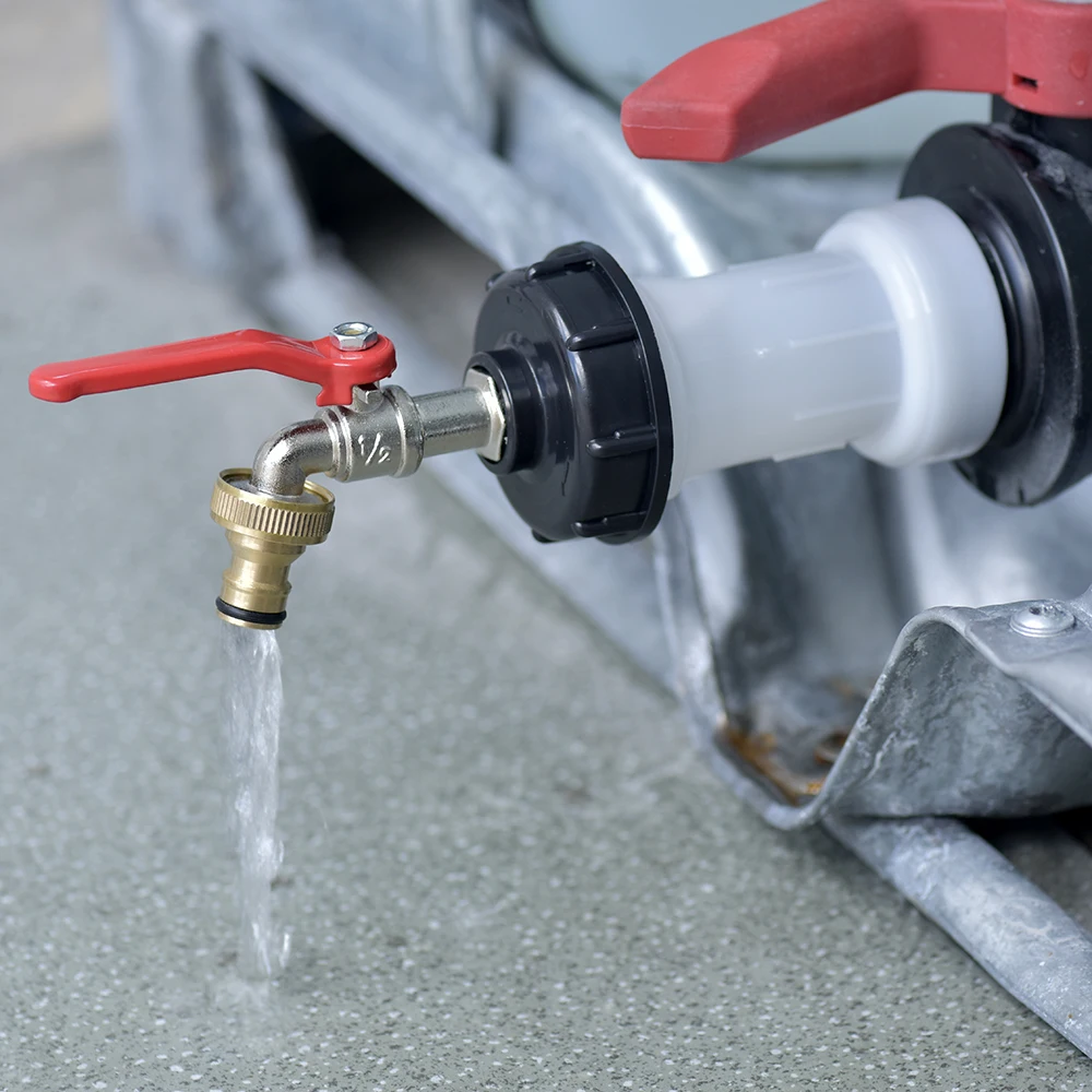 Junta de extensión S60*6 para contenedores IBC con grifo de aleación, adaptador de válvula de repuesto para montaje en un tanque de agua de lluvia IBC