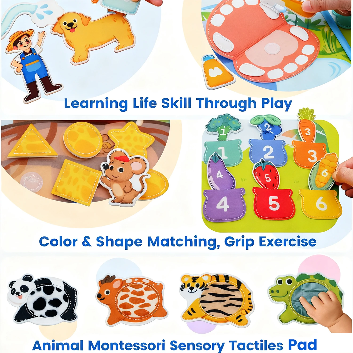 Juguete Montessori, tablero ocupado, jirafa, libro ocupado, aprendizaje preescolar, libro educativo silencioso, juguete de viaje sensorial para bebé de 3, 4, 5, 6 años