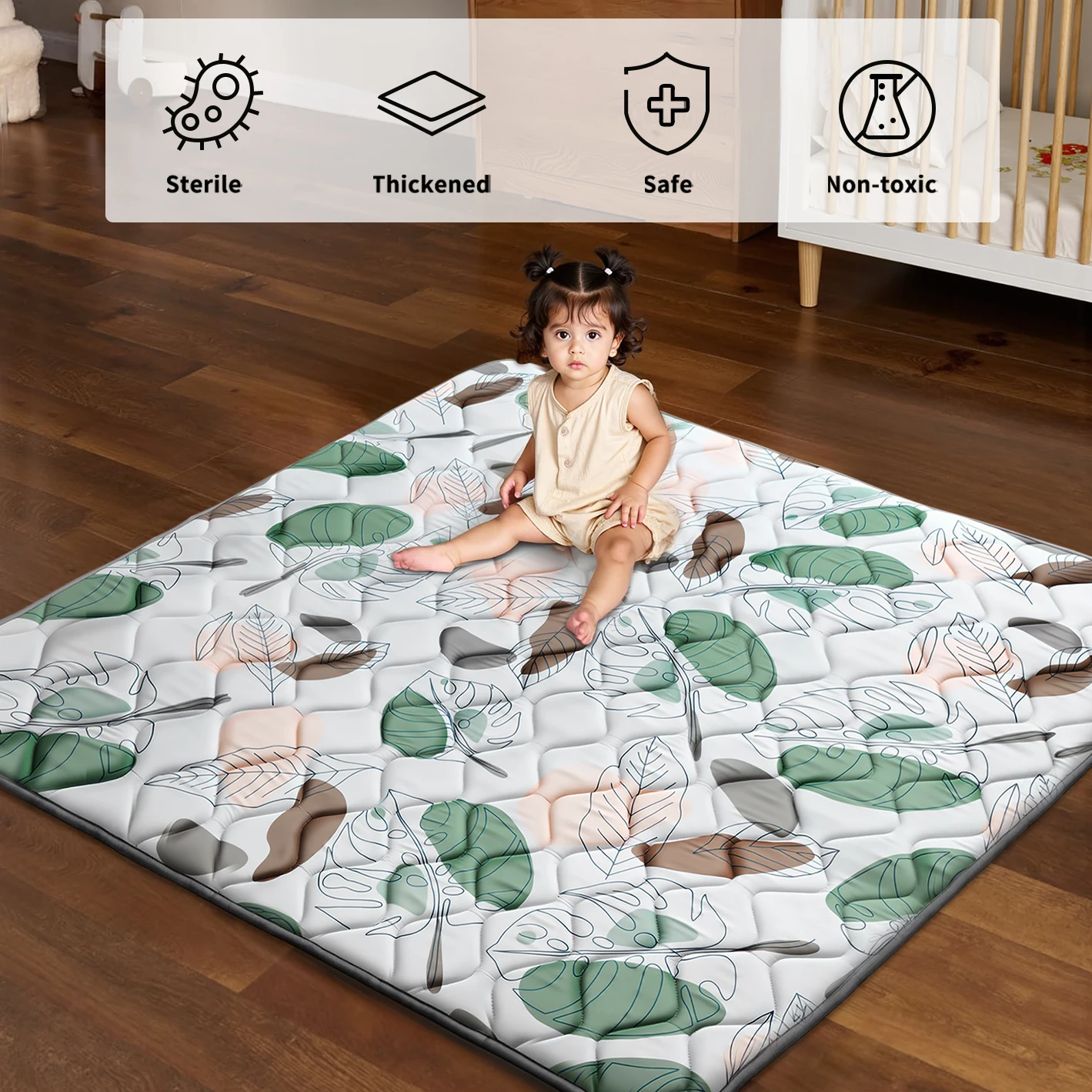 Alfombras de juego para bebés, tapete de juego para gatear, tapete de espuma acolchado grueso y suave, tapetes plegables para gatear, antideslizantes y lavables a máquina