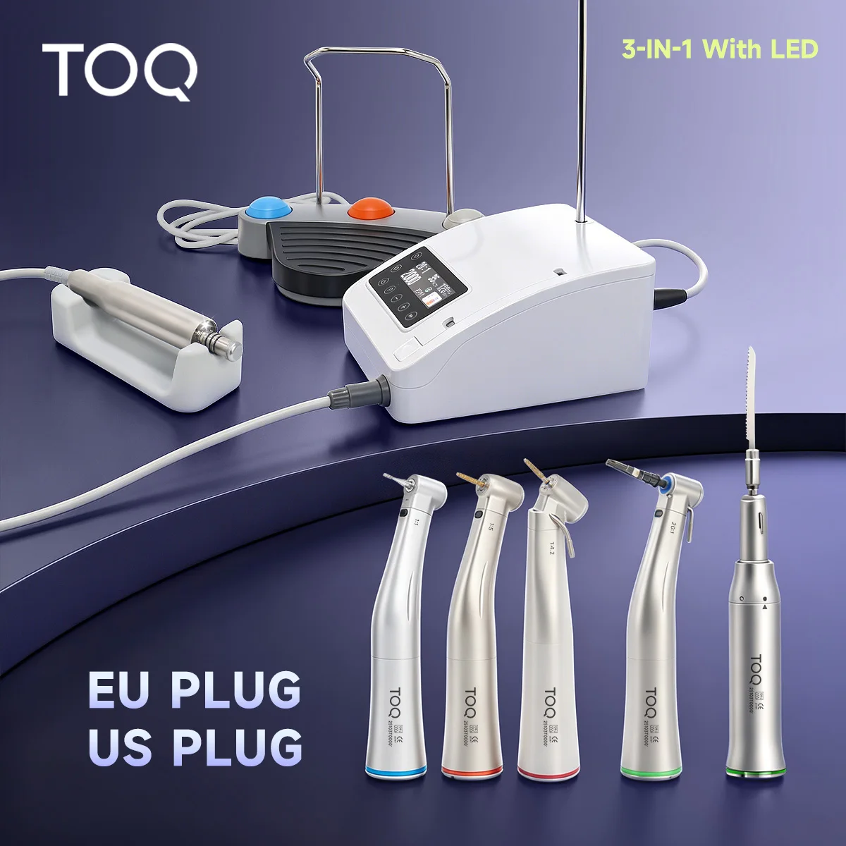TOQ 3 en 1: motor quirúrgico para implantes dentales, máquina eléctrica para cirugía ósea, implantes, cirugía oral y maxilofacial, y para tratar dientes impactados.