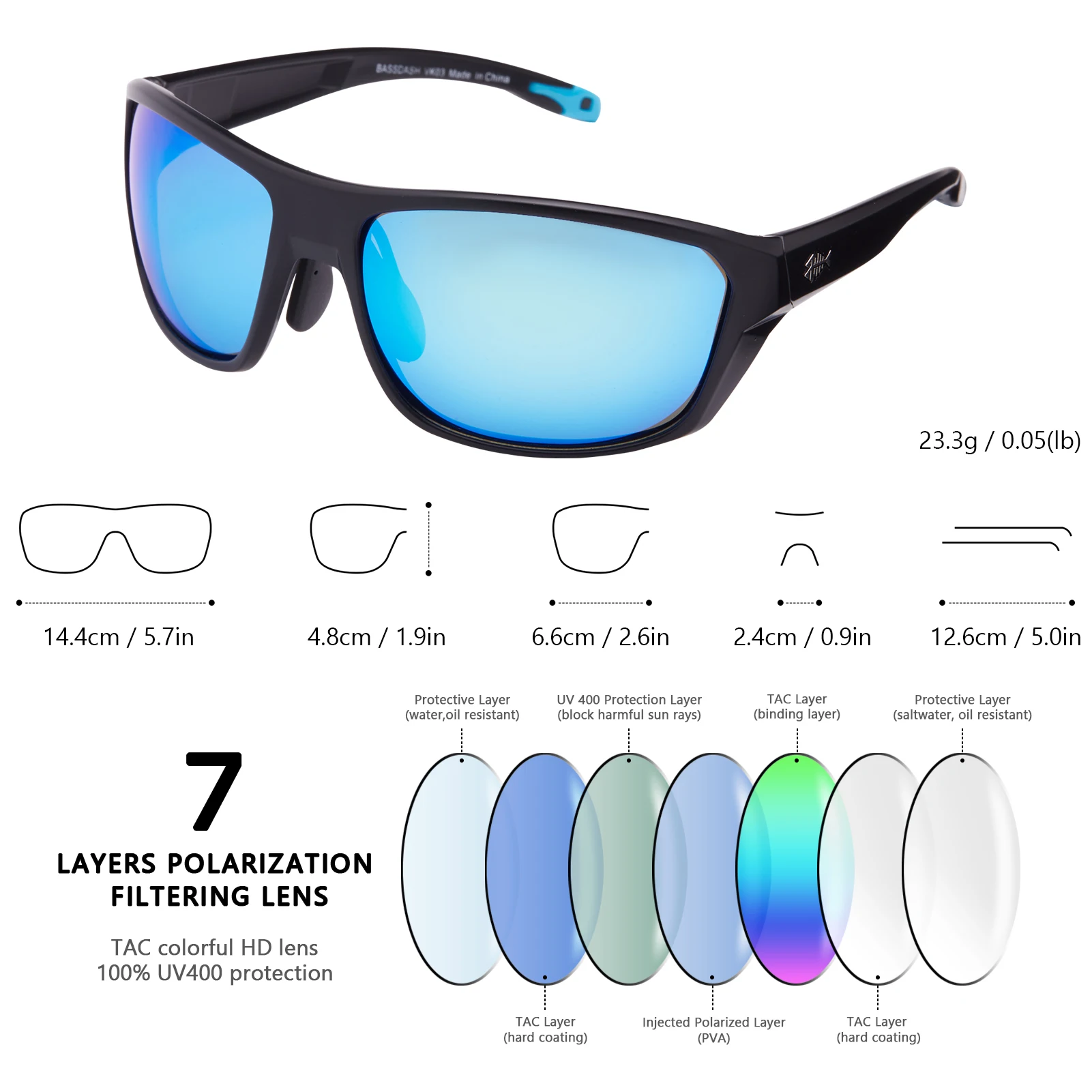 Bassdash-gafas de sol deportivas polarizadas para hombre y mujer, lentes de sol deportivas polarizadas para pesca, conducción, senderismo, UV400 con montura irrompible TPX ligera