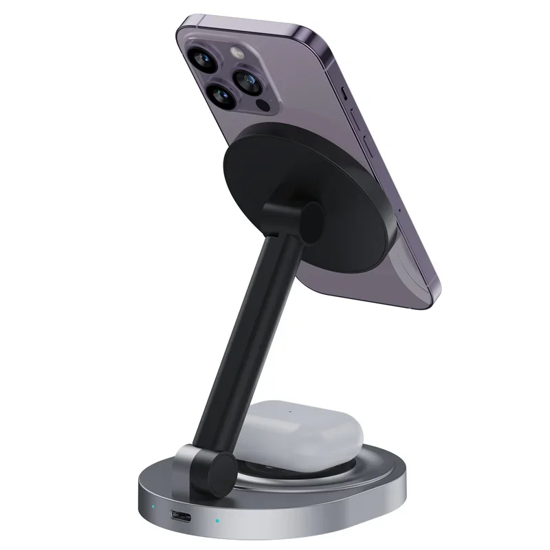 Soporte magnético 2 en 1 para cargador inalámbrico, estación de carga rápida para iPhone 15, 14, 13, 12 Pro Max, Apple Watch 8, 7, 6, Airpods