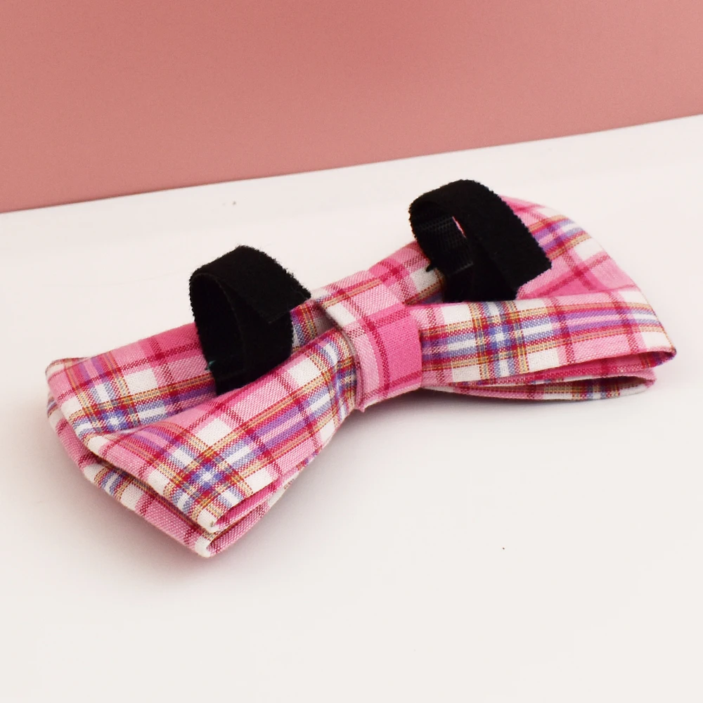 Collar, arnés y correa para perro a cuadros rosa, con placa de identificación grabada personalizada, artículos personalizados para perros