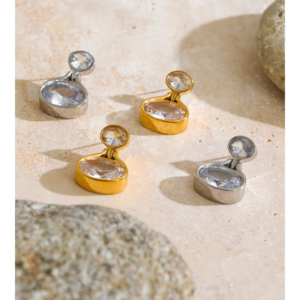 Pendientes Redondos de Acero Inoxidable con Circonita Cúbica Yhpup, Nuevos, Populares, Delicados, Estéticos, para Uso Diario, Regalo de Joyería