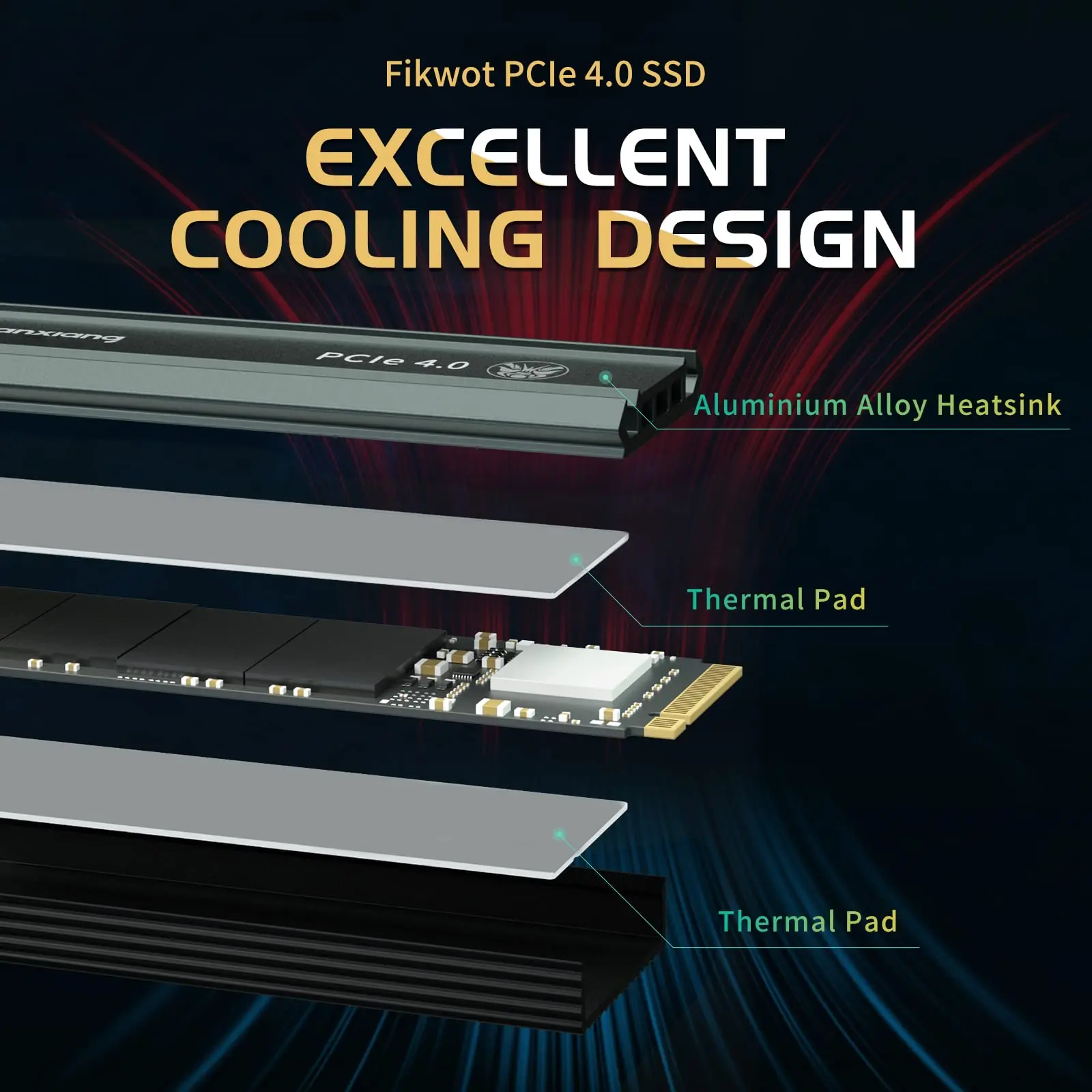 Unidad de estado sólido interna M.2 NVMe Fikwot FN970 M.2 2280 SSD 512GB 1TB 2TB 4TB 7400MB/s PCIe 4.0X4 para PS5, ordenador de sobremesa y portátil