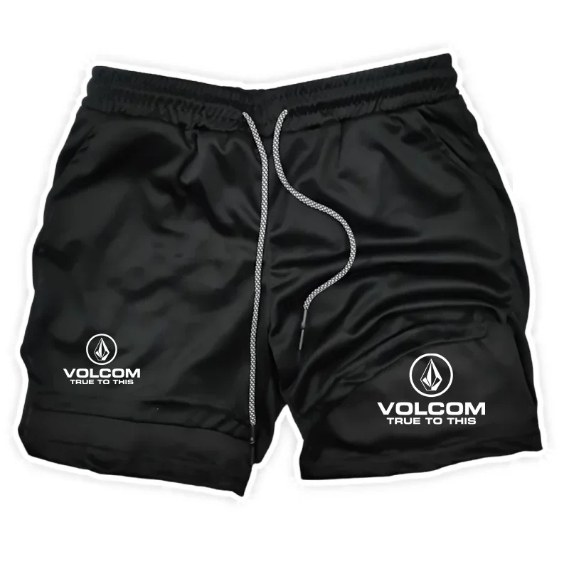 VOLCOM - Pantalones cortos estampados 2 en 1 para hombre, aptos para deportes, correr, correr, fitness y entrenamiento integral, con comp