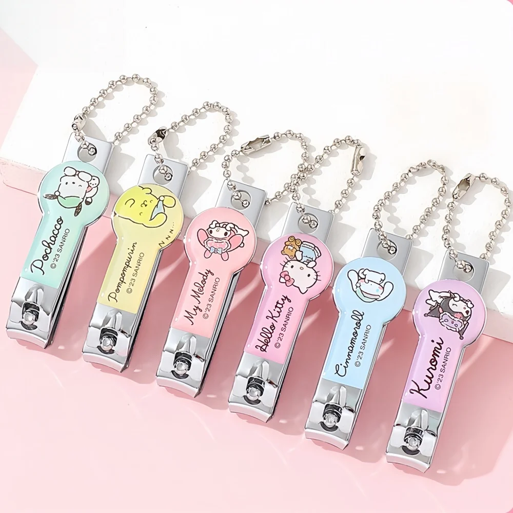 1/2 piezas de cortaúñas Kuromi Cinnamoroll Hello Kitty, bonitos cortaúñas de dibujos animados Kuromi, tijeras de uñas para niños con boca plana. ﻿