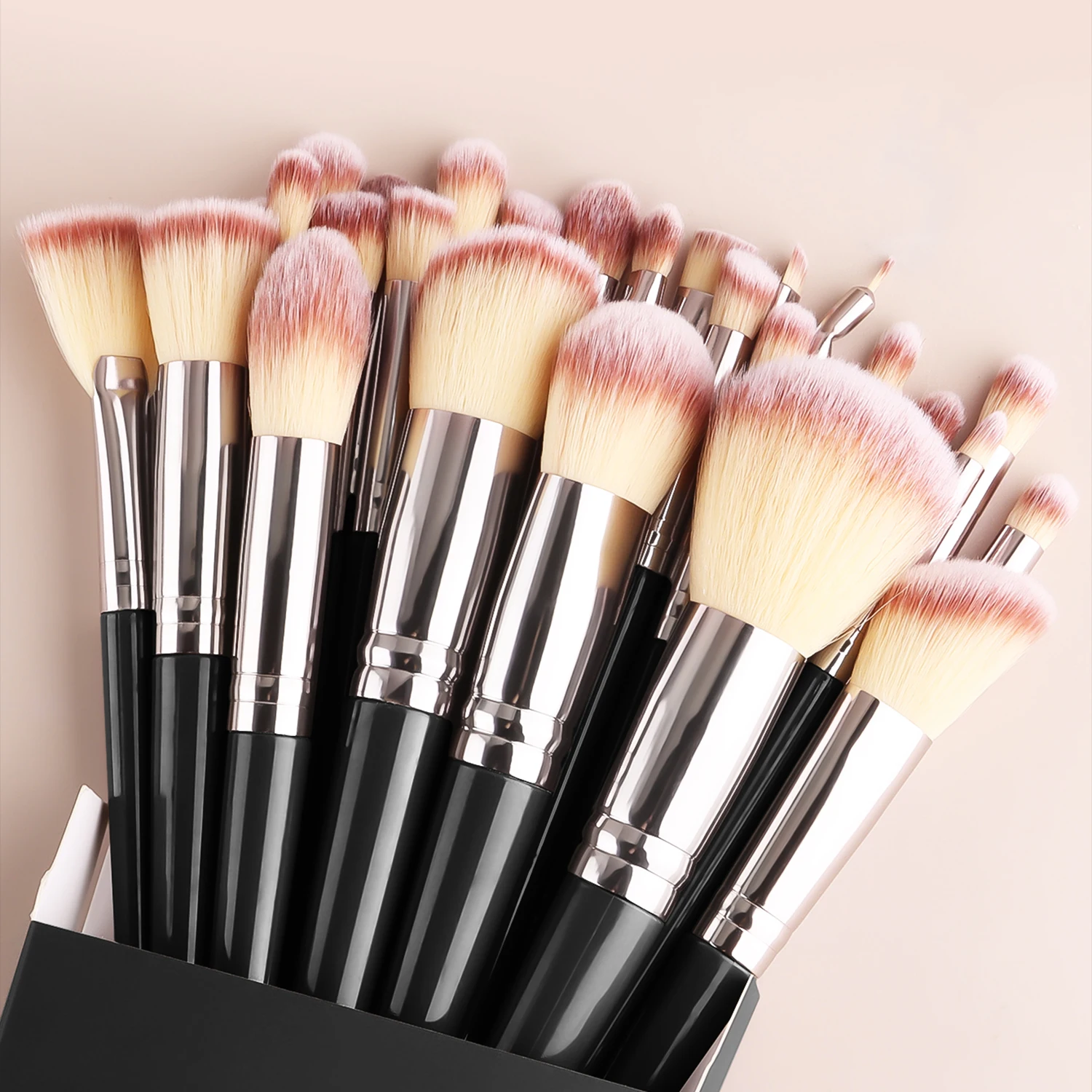 Set de 52 Piezas de Herramientas de Maquillaje con 30 Brochas, Brocha para Polvo, Brocha para Base + Esponjas, Borlas, Rizador de Pestañas, Diadema para Lavar la Cara