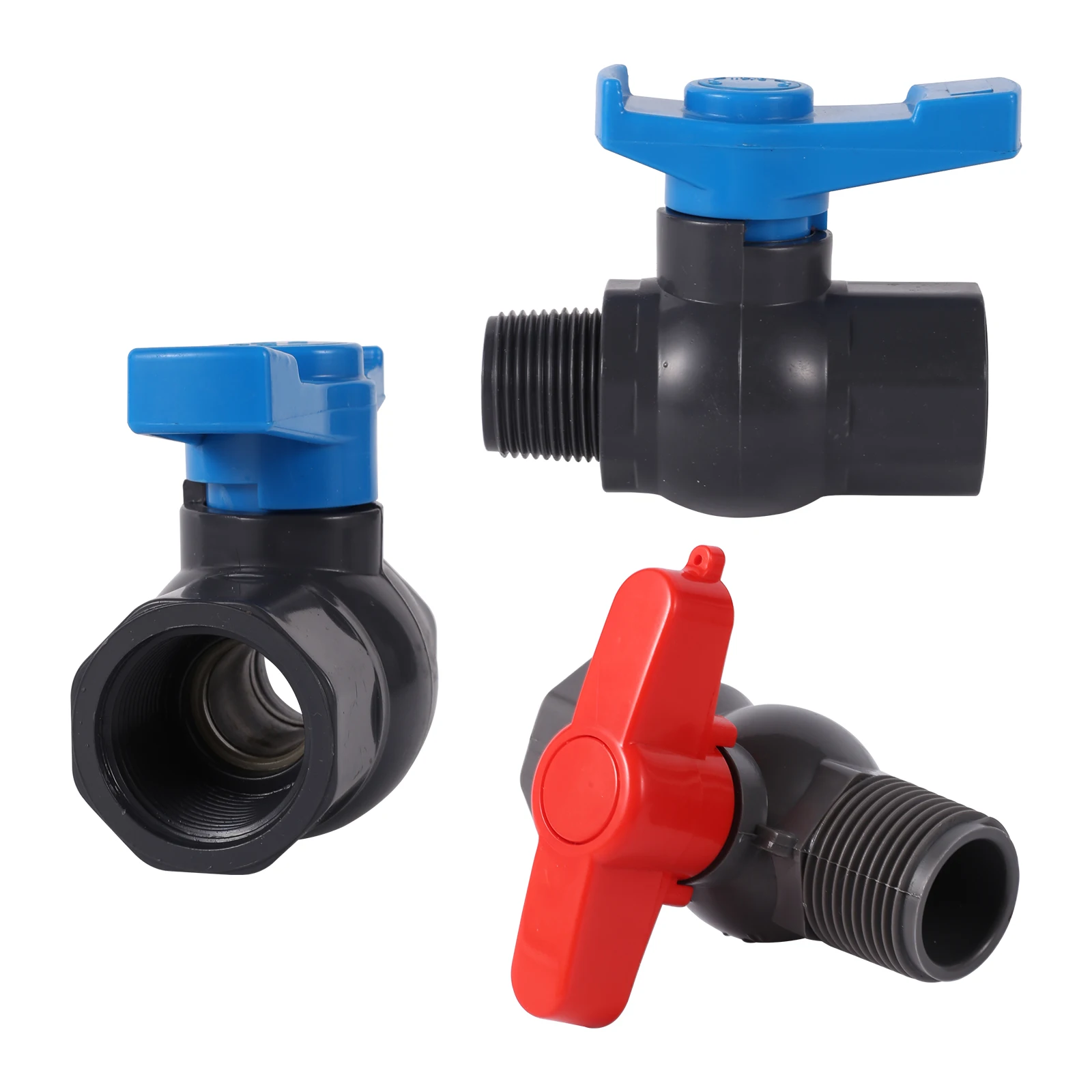 Válvula de bola de PVC de 3/4 "/1 pulgada, grifo de agua, adaptador de grifo para tanque de peces, interruptor de agua de jardín, controlador de agua de riego de jardín, 1 ud.