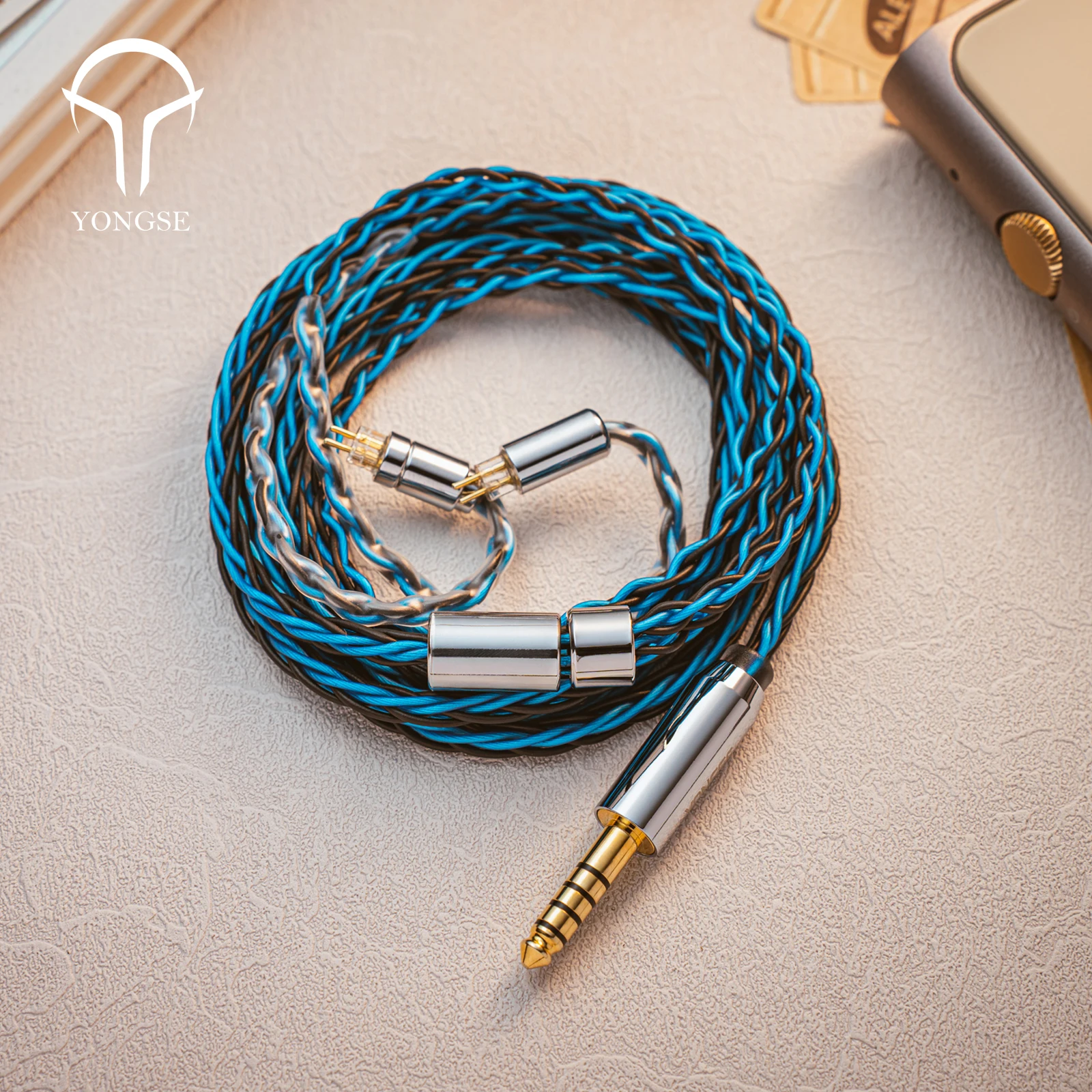 Yongse Danube Cable de actualización de auriculares chapados en plata de cobre y cristal único de alta pureza 6N