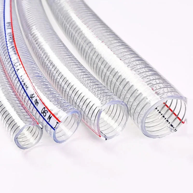 Manguera de plomería de PVC suave transparente de alta calidad con bomba de agua de alambre de acero tubo Flexible tubo de aceite ID 10 13 16 19 22 25mm