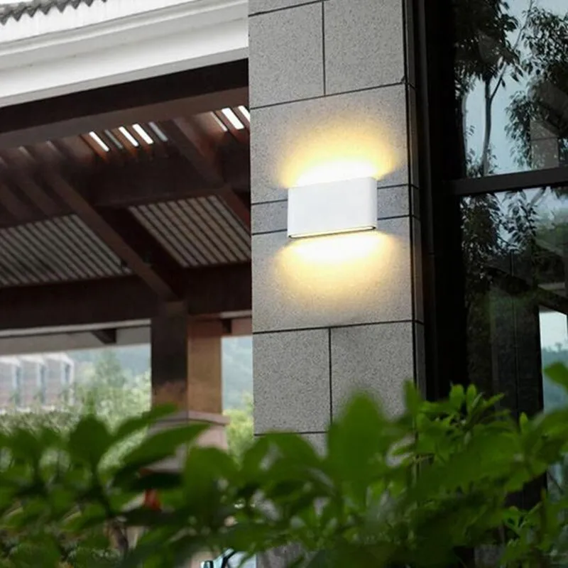 Lámpara de pared LED de 6W y 12W, iluminación de jardín impermeable para exteriores, AC86-265V de aluminio, luz de pared para interiores, dormitorio, sala de estar y escaleras