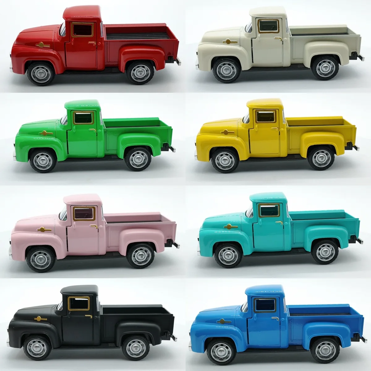 Camioneta Clásica Vintage a Escala 1:43, Modelo de Juguete con Función de Retroceso, Diseño Realista con Detalles, Coleccionable con Puertas que se Abren