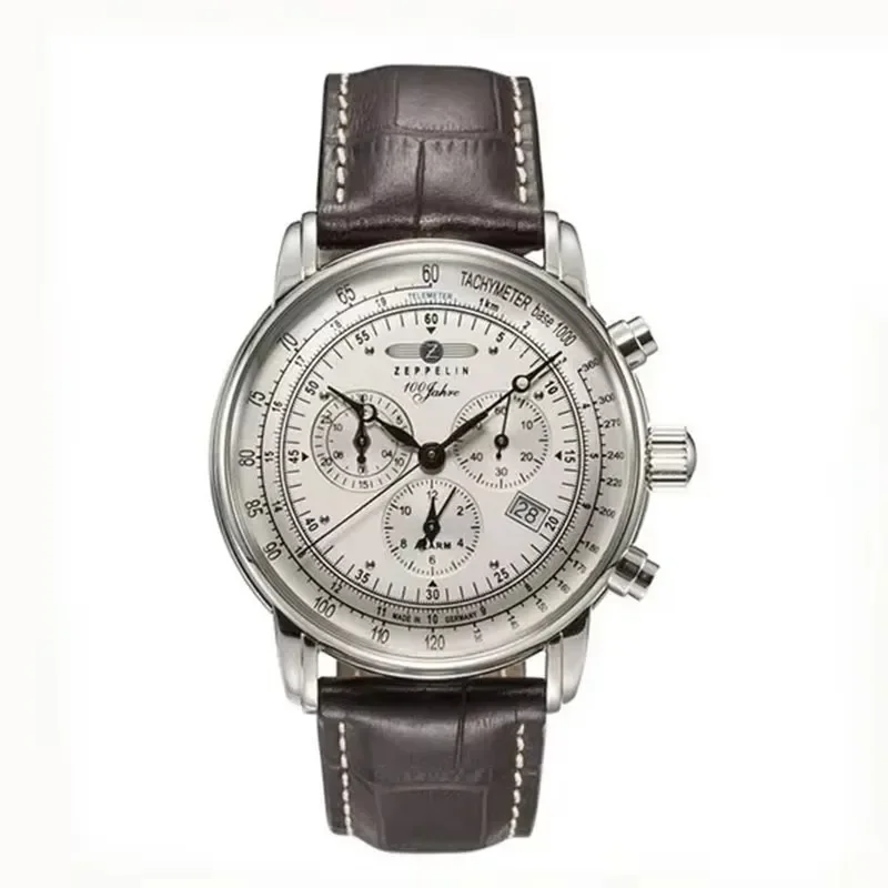 Reloj Zeppelin Airship con fecha automática, correa de cuero para hombre, reloj de moda de lujo informal para negocios, reloj de regalo para hombre, reloj resistente al agua