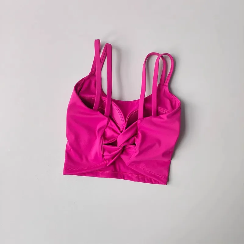 Sujetadores deportivos para mujer, top de fitness, lencería sexy, sujetador push-up con almohadillas fijas, sujetador de yoga, ropa interior con nudo en la espalda, chaleco para correr, tops de gimnasio
