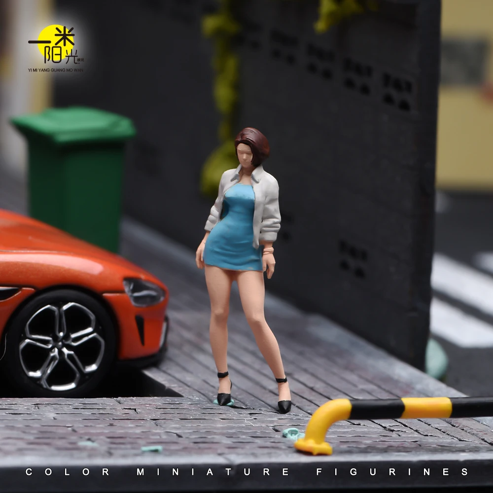 Figura Pintada en Miniatura 1/64, Chica Bonita en Bikini, Escena de Paisajismo Urbano, Accesorios para Modelos de Vehículos, Decoración, Muñeca