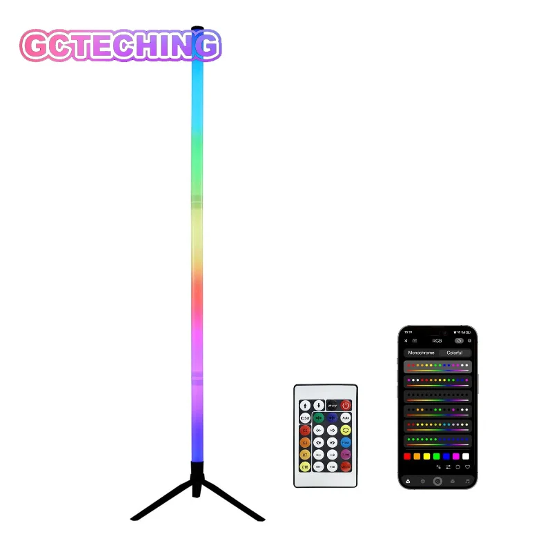 Lámpara de Pie LED RGB de 120 CM, Luz Ambiental con Sensor de Sonido, Lámpara de Pared para Esquina de Dormitorio, Lámpara de Ambiente para Sala de E-Sports
